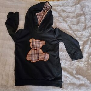 Black Long Sleeve Hoodie And Sweat Pants with Teddy Bear Design
